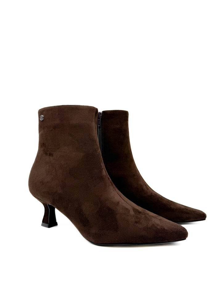 Botines de Antelina con Tacón Cónico y Punta Fina