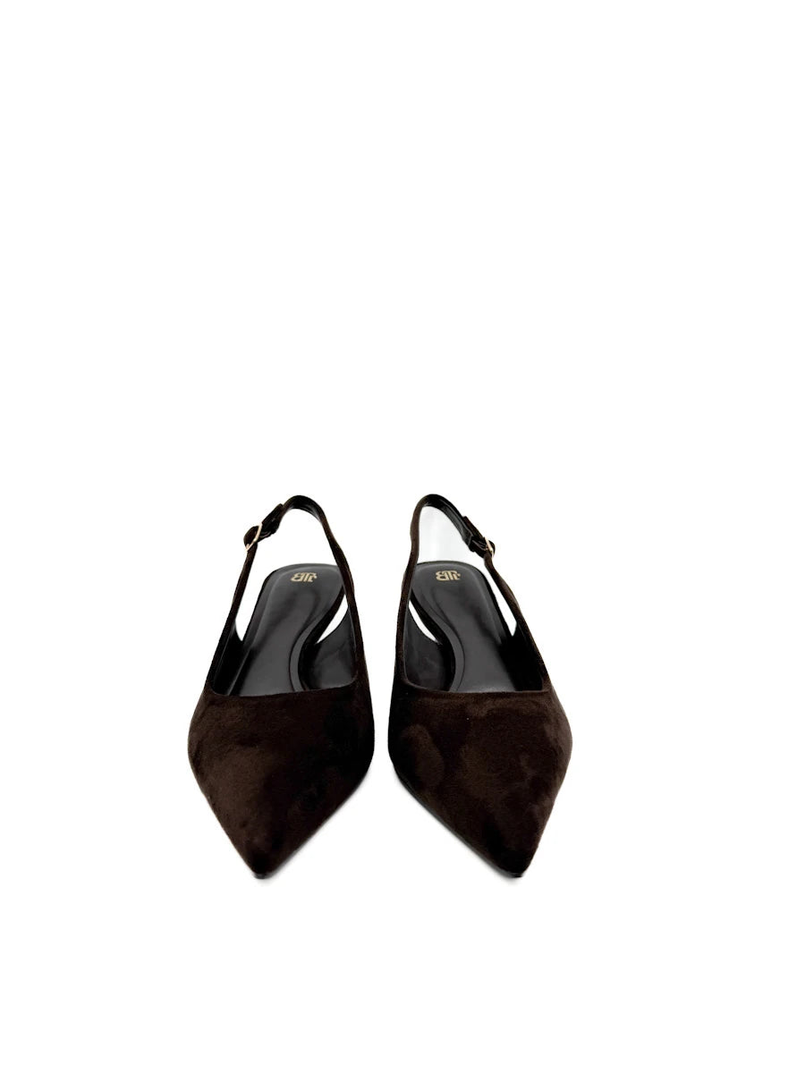 Zapatos Salón Destalonados de Antelina con Tacón Sensato y Puntera Fina