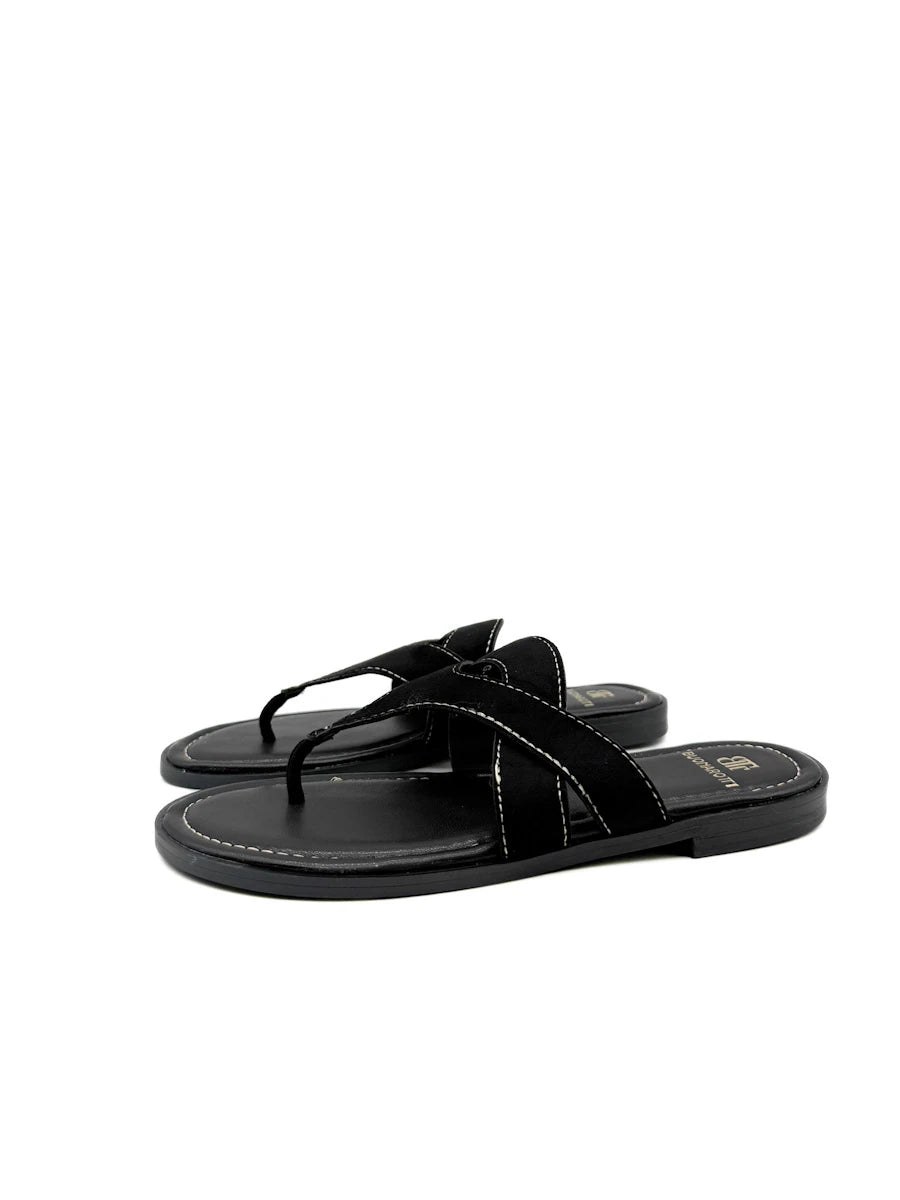Sandalias Casuales de Dedo con Tiras de Ante - Mujer