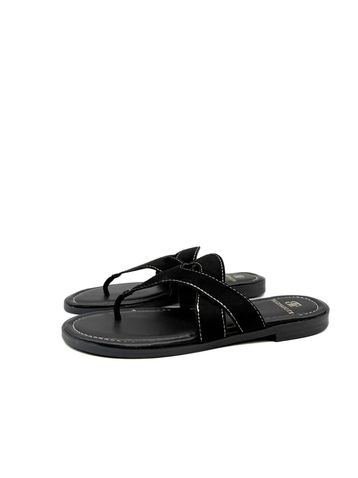 Sandalias Casuales de Dedo con Tiras de Ante - Mujer