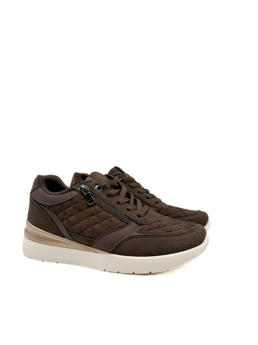 Zapatillas Casuales Acolchadas con Cuña, Cremallera Lateral y Suela Confort