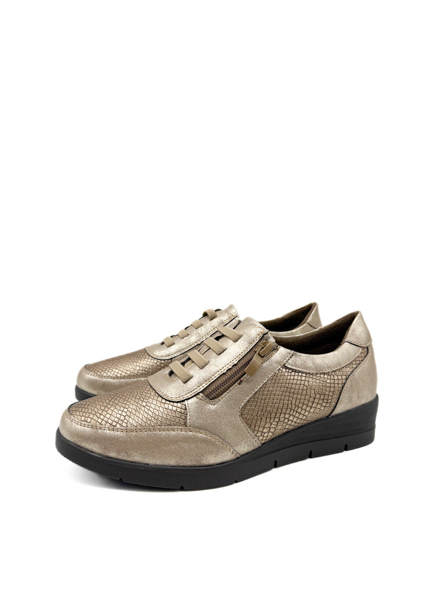 Zapatillas Casuales con Detalles en Textura de Serpiente y Cremallera Lateral