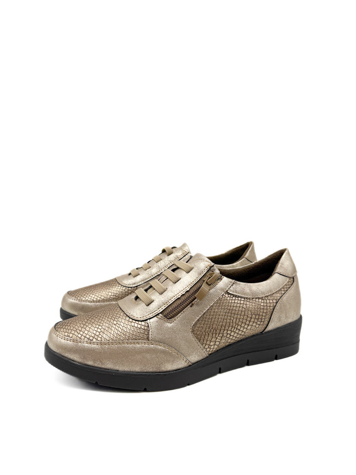Zapatillas Casuales con Detalles en Textura de Serpiente y Cremallera Lateral