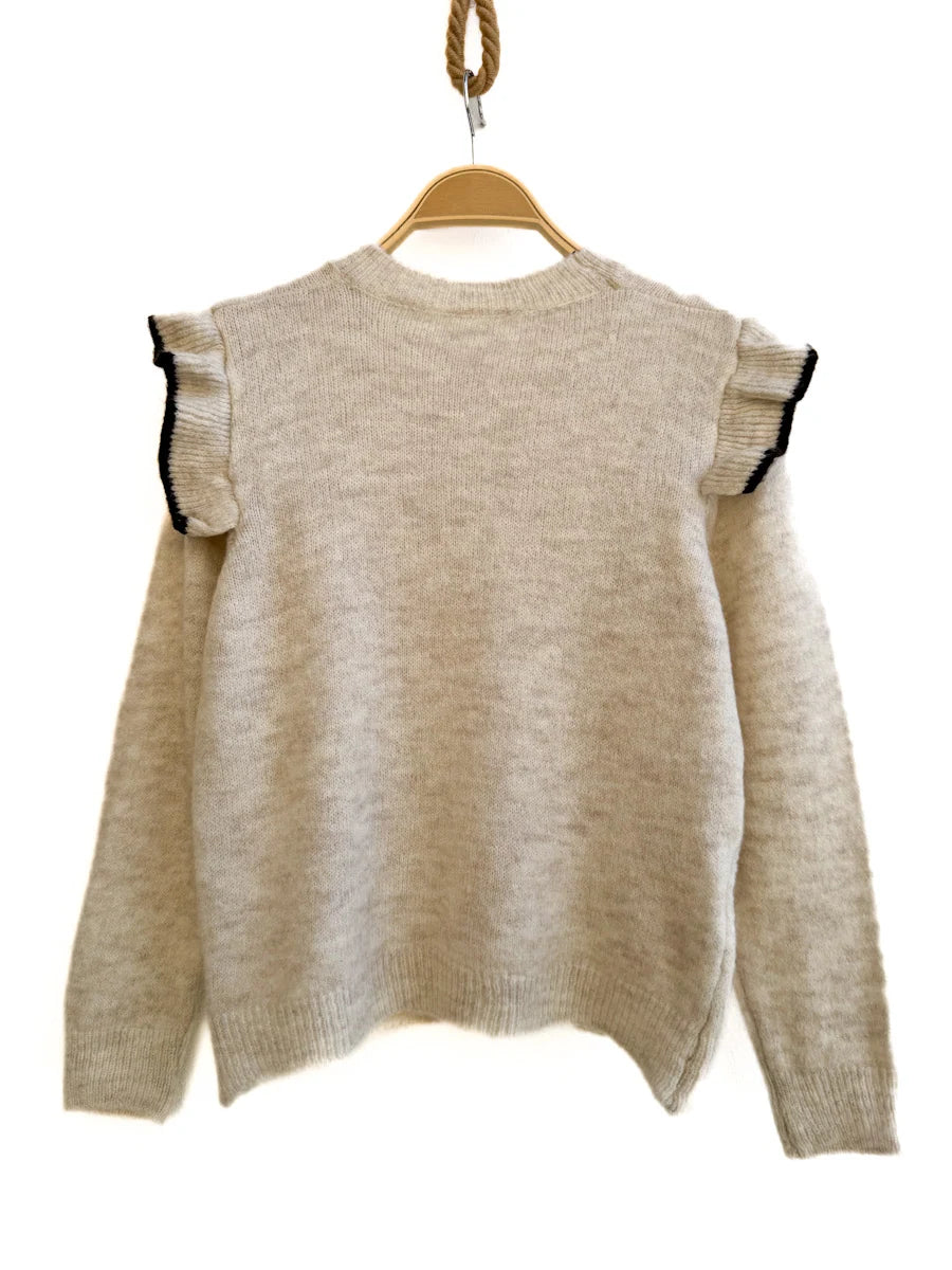 Jersey de punto suave con volantes en los hombros