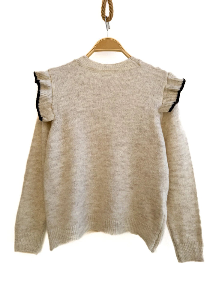 Jersey de punto suave con volantes en los hombros