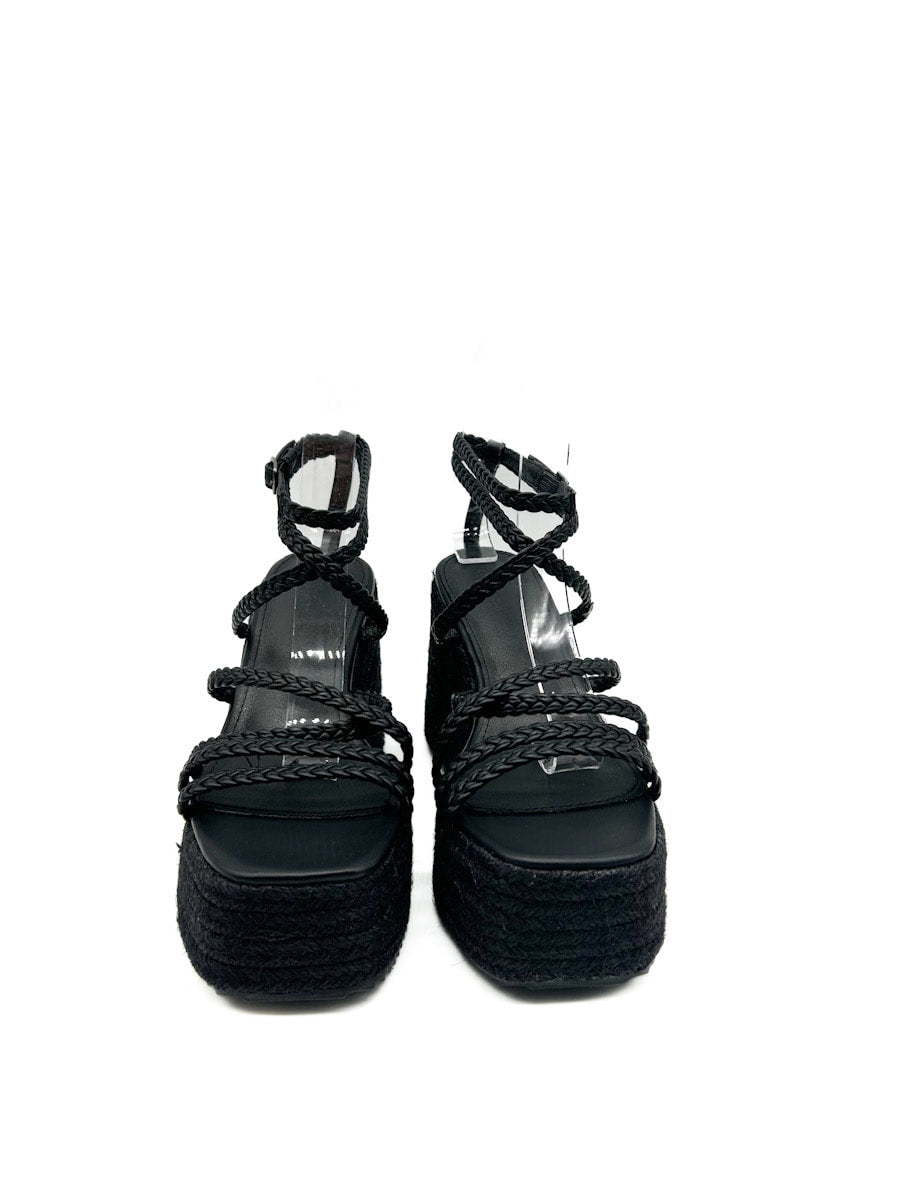 Sandalias de cuña con plataforma  tiras trenzado