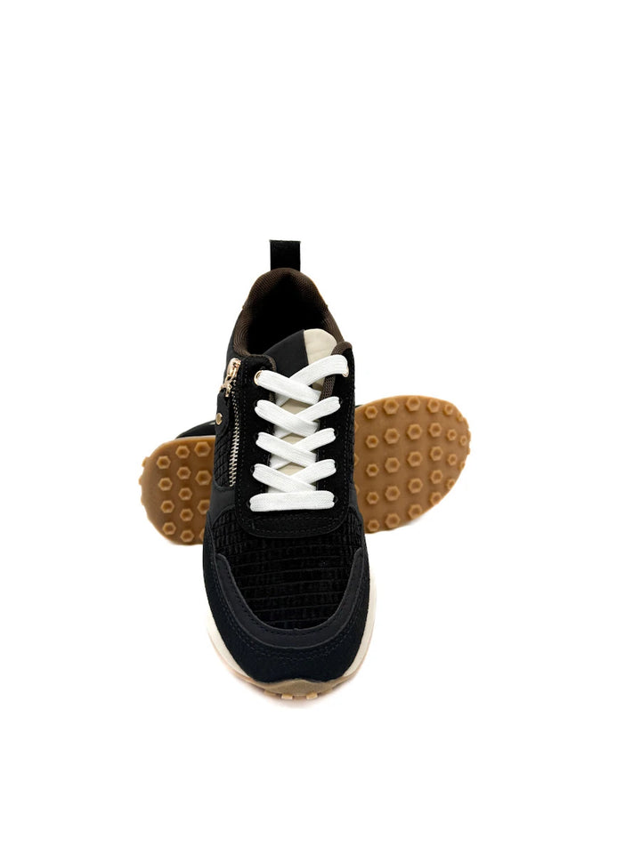 Zapatillas Deportivas de Mujer con Cremallera Decorativa, Pana y Detalle Animal Print