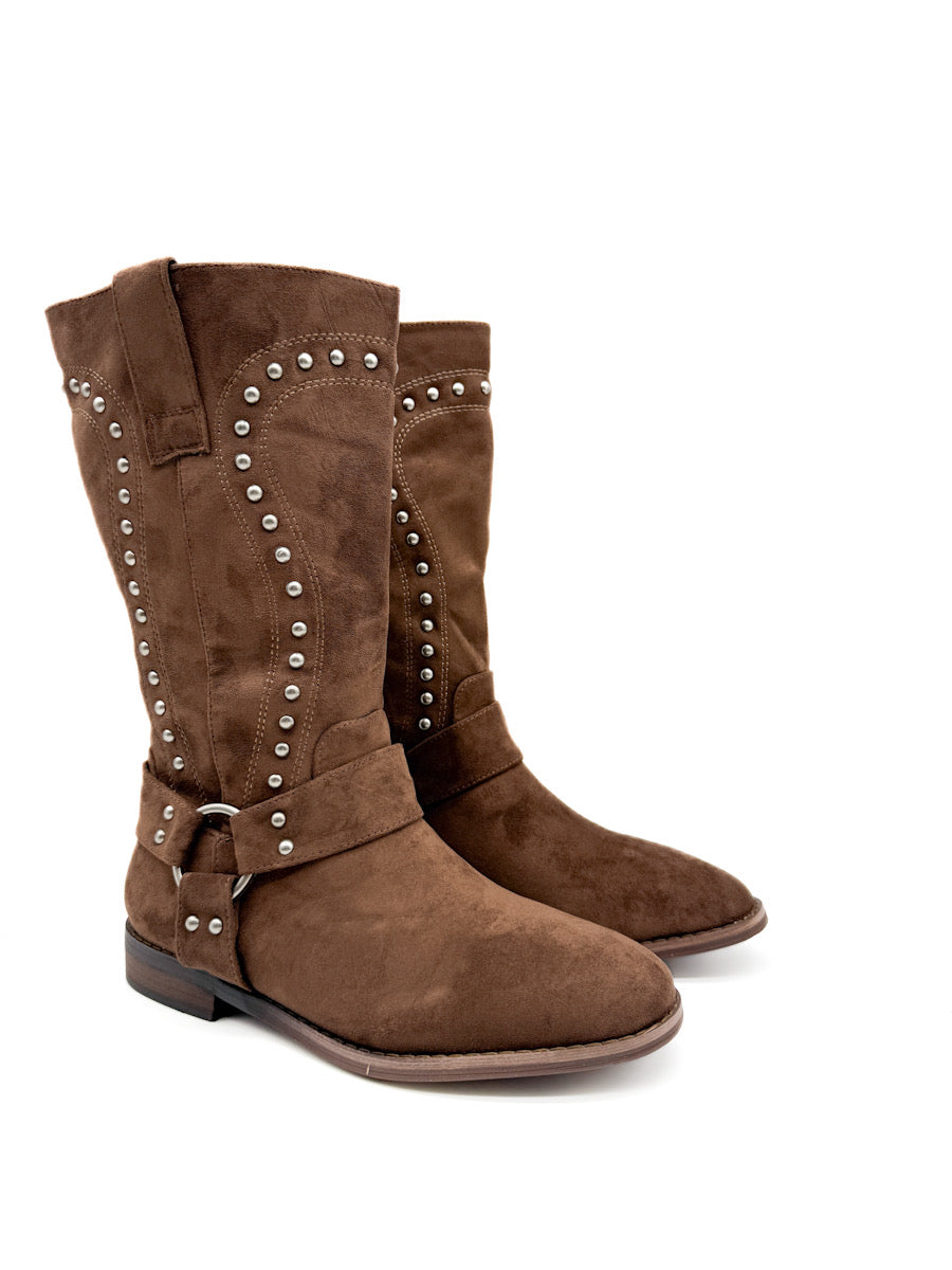 Botas de Antelina con Detalles de Tachas