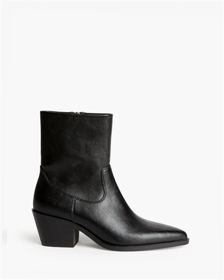 Botines Cowboy Lisos con Tacón Ancho y Cremallera 