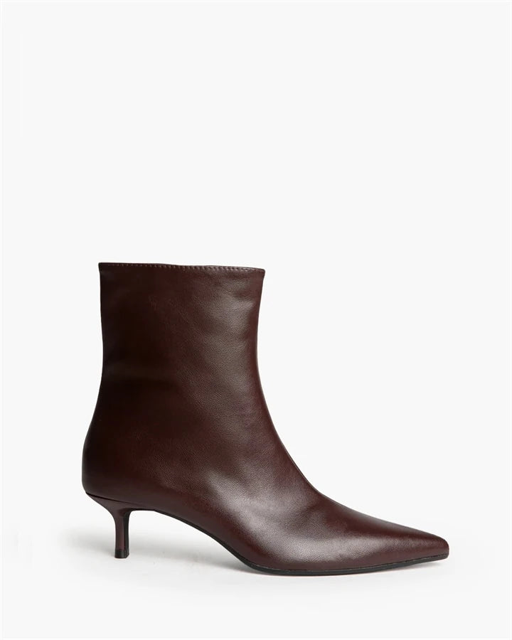 Botines de Tacón Chupete con Punta Afilada y Cremallera
