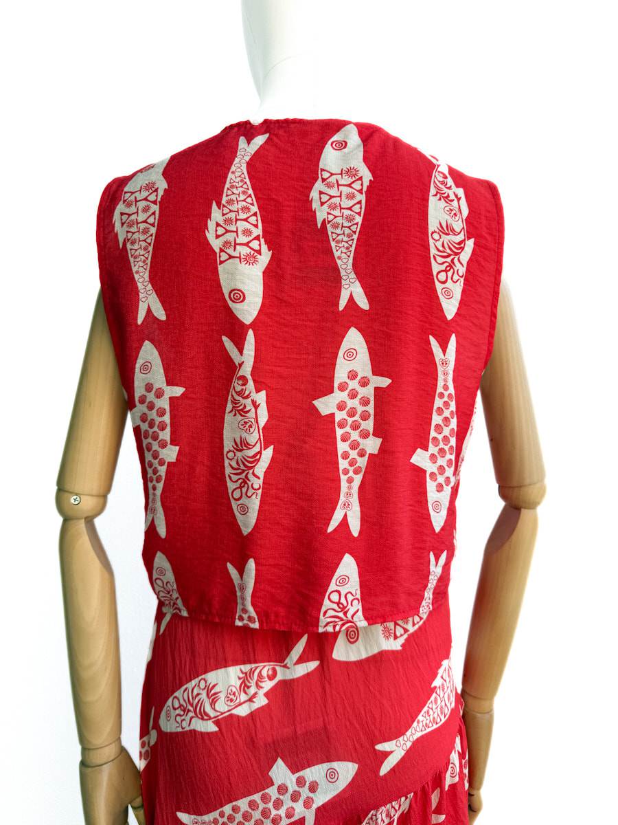 Conjunto peces beige y Rojo