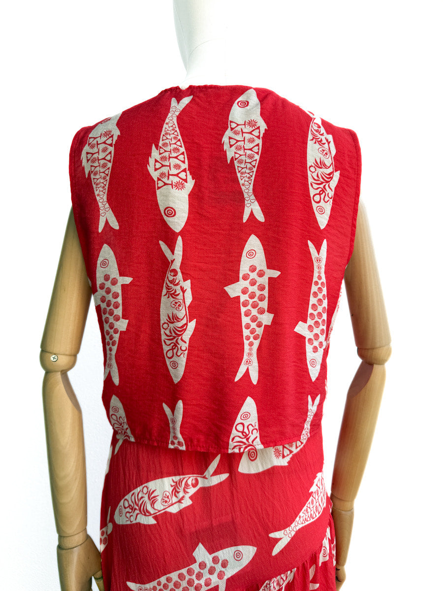 Conjunto peces beige y Rojo