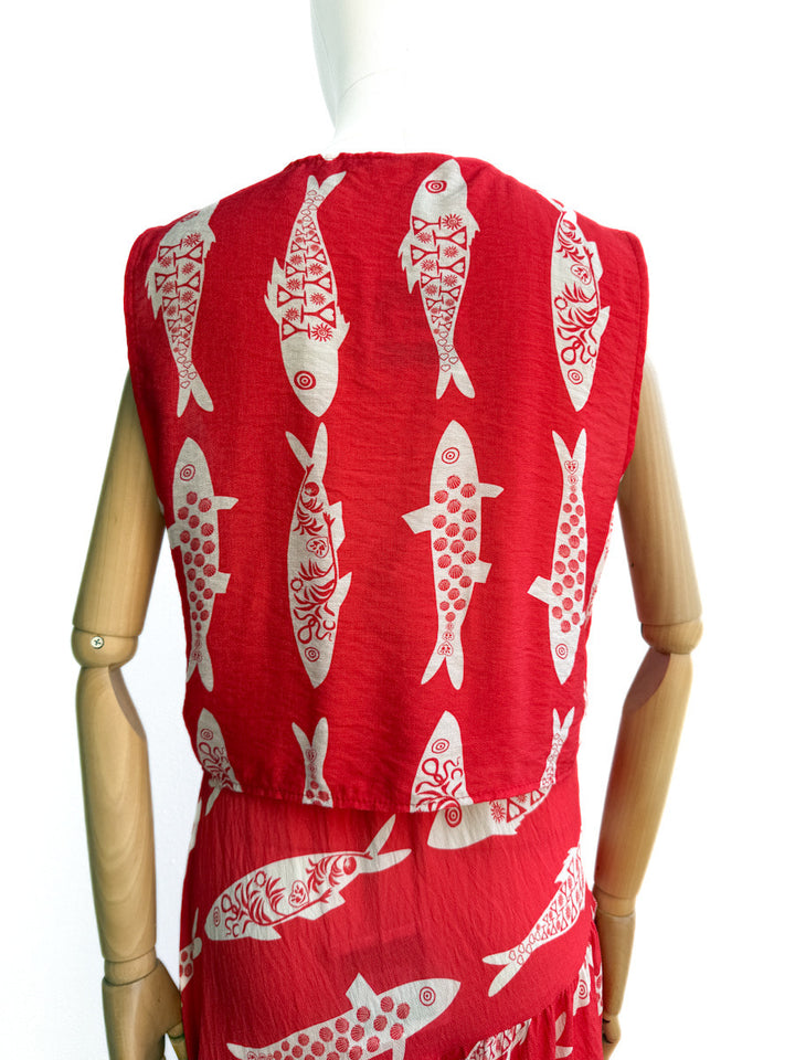 Conjunto peces beige y Rojo