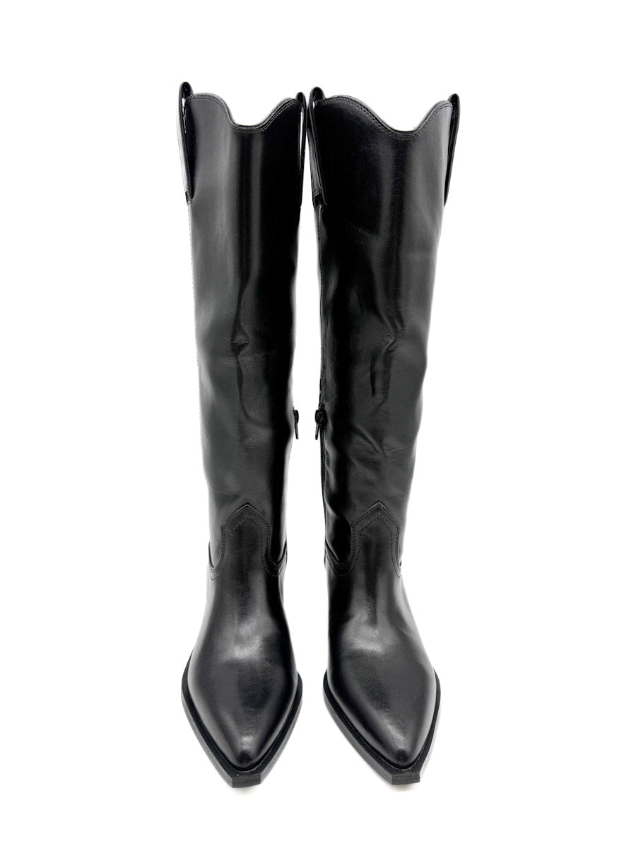 Botas Cowboy Negras de Cuero Sintético Estilo Clásico