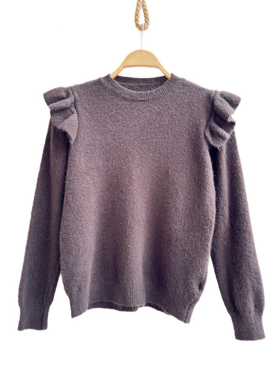 Suéter de Punto con Volantes en los Hombros - Elegancia y Comodidad