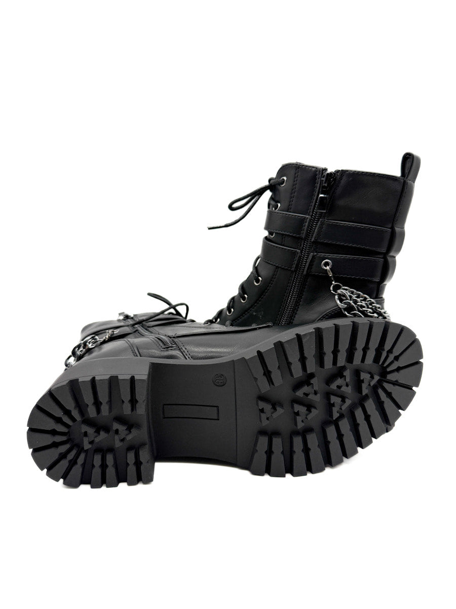Botas Militares Negras con Cadenas