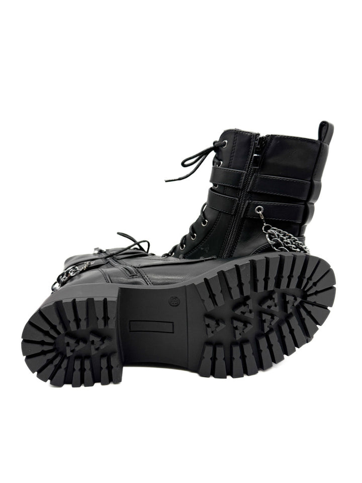 Botas Militares Negras con Cadenas