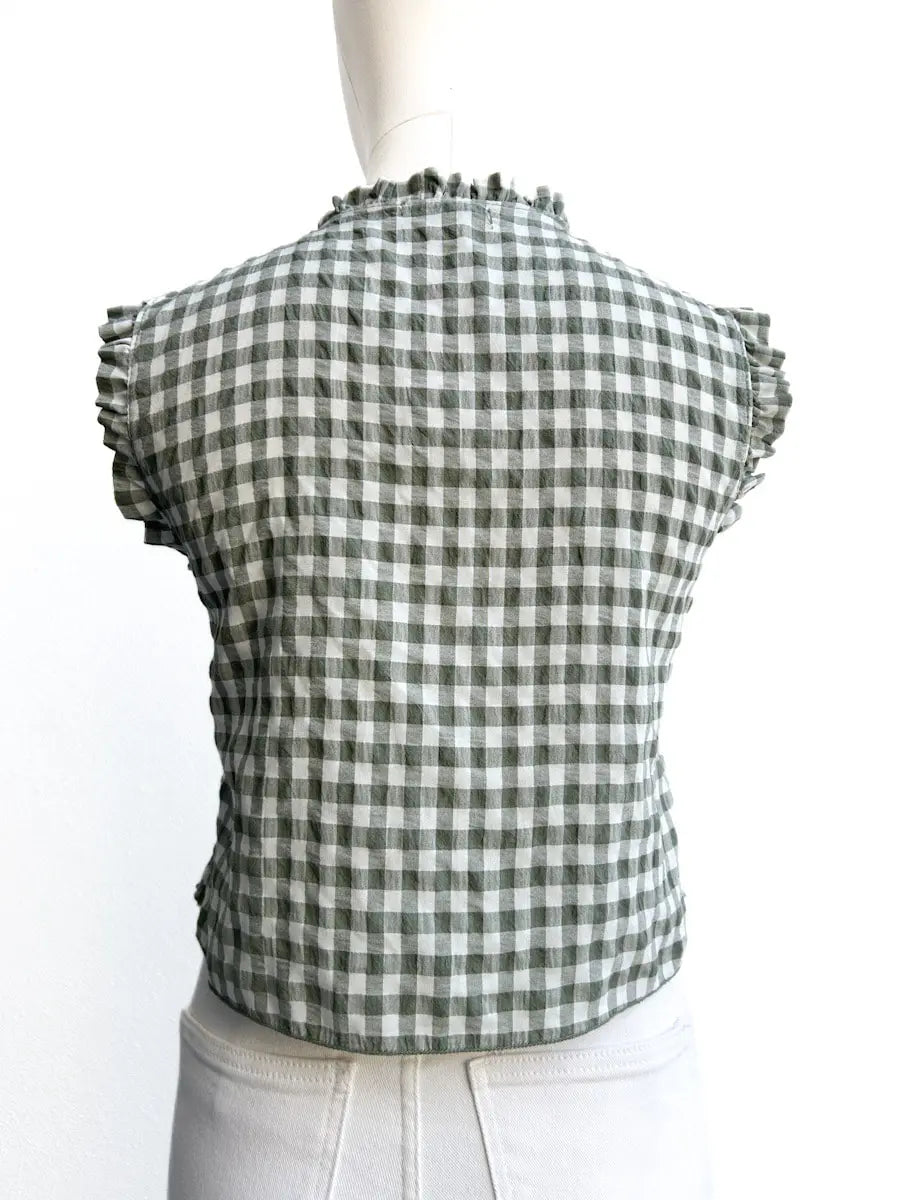 Top Fruncido de Cuadros con Lazo