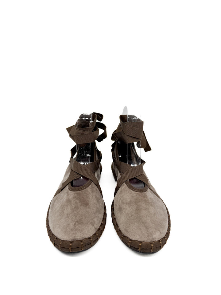 Bailarinas de Terciopelo Tira Cruzadas Con Cinta Atada