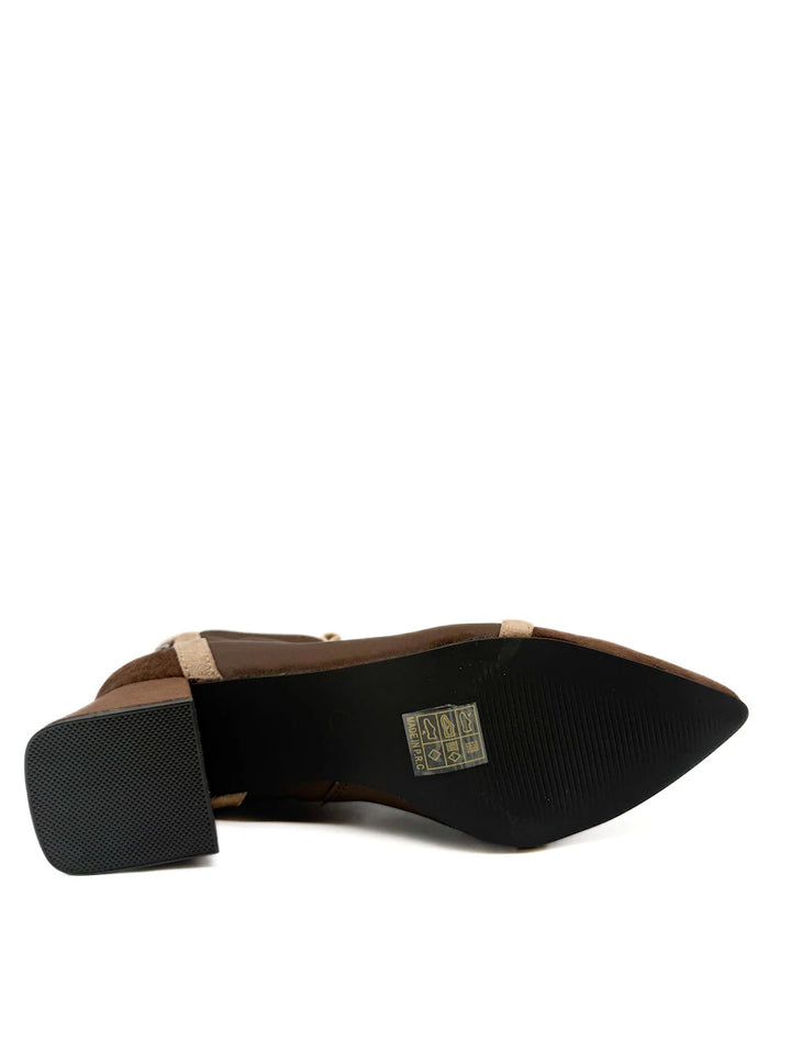 Botín de Bloque de Color con Tacón Cuadrado y Tejido Elástico