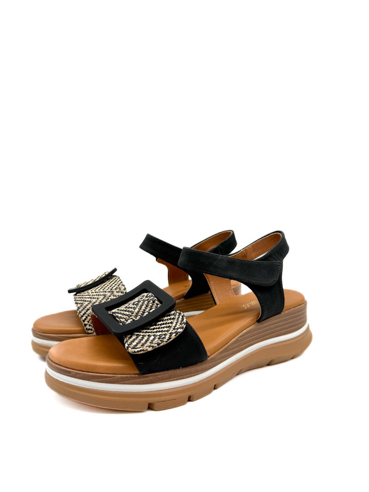 Sandalias plataforma gran hebilla cuadrada para mujer