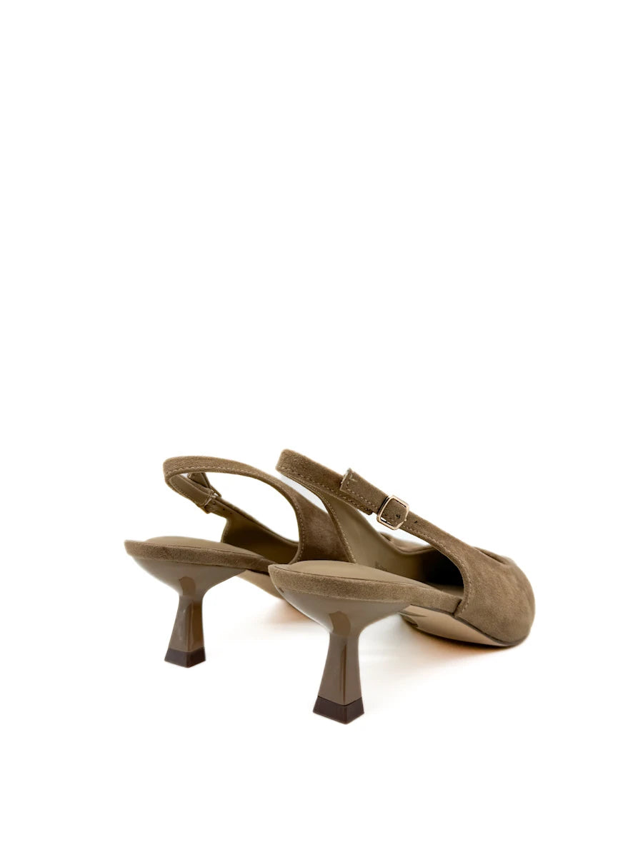 Zapatos Salón Destalonados de Antelina con Tacón Sensato y Puntera Fina
