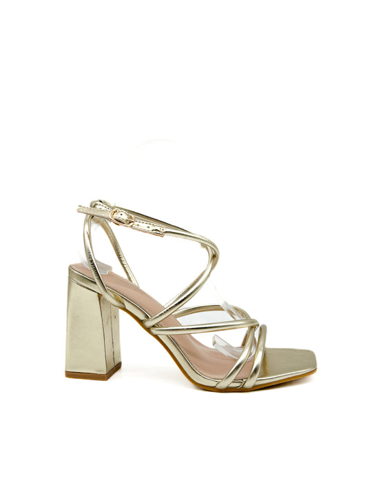 Sandalia Tacón Color Oro V711 Oro