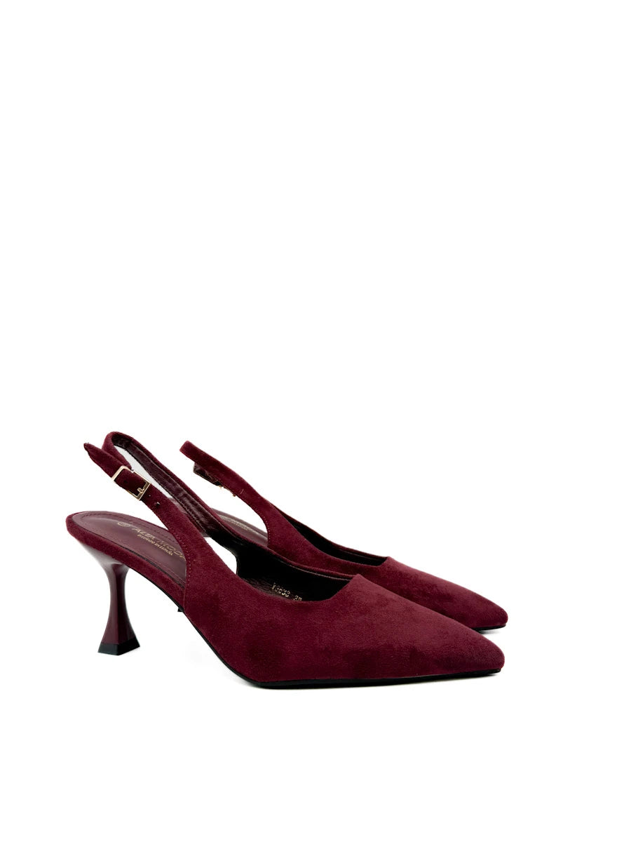 Zapatos Destalonados de Antelina con Tacón Chupete y Punta Afilada