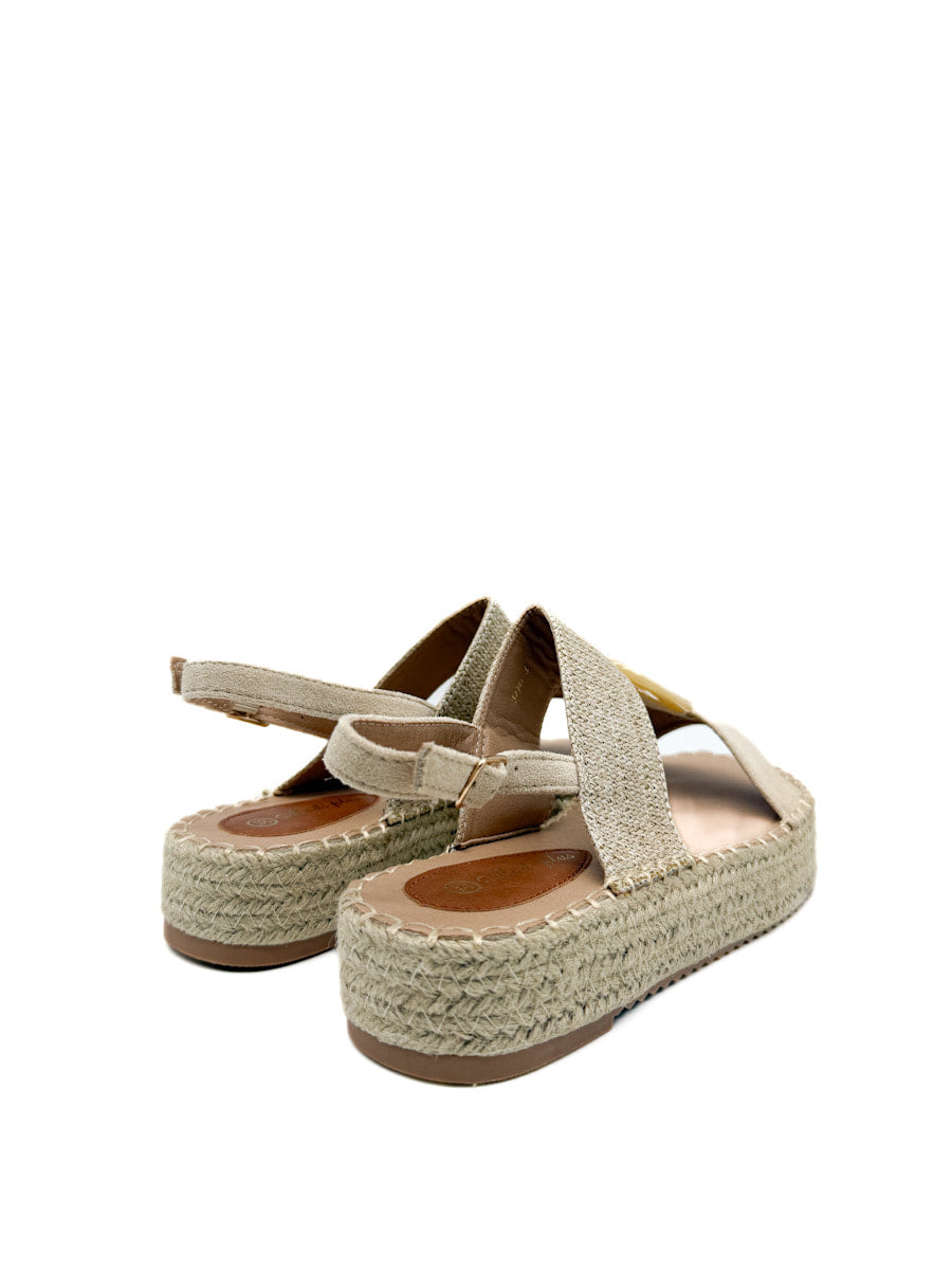 Sandalias Plataforma de Yute con Detalle Decorativo