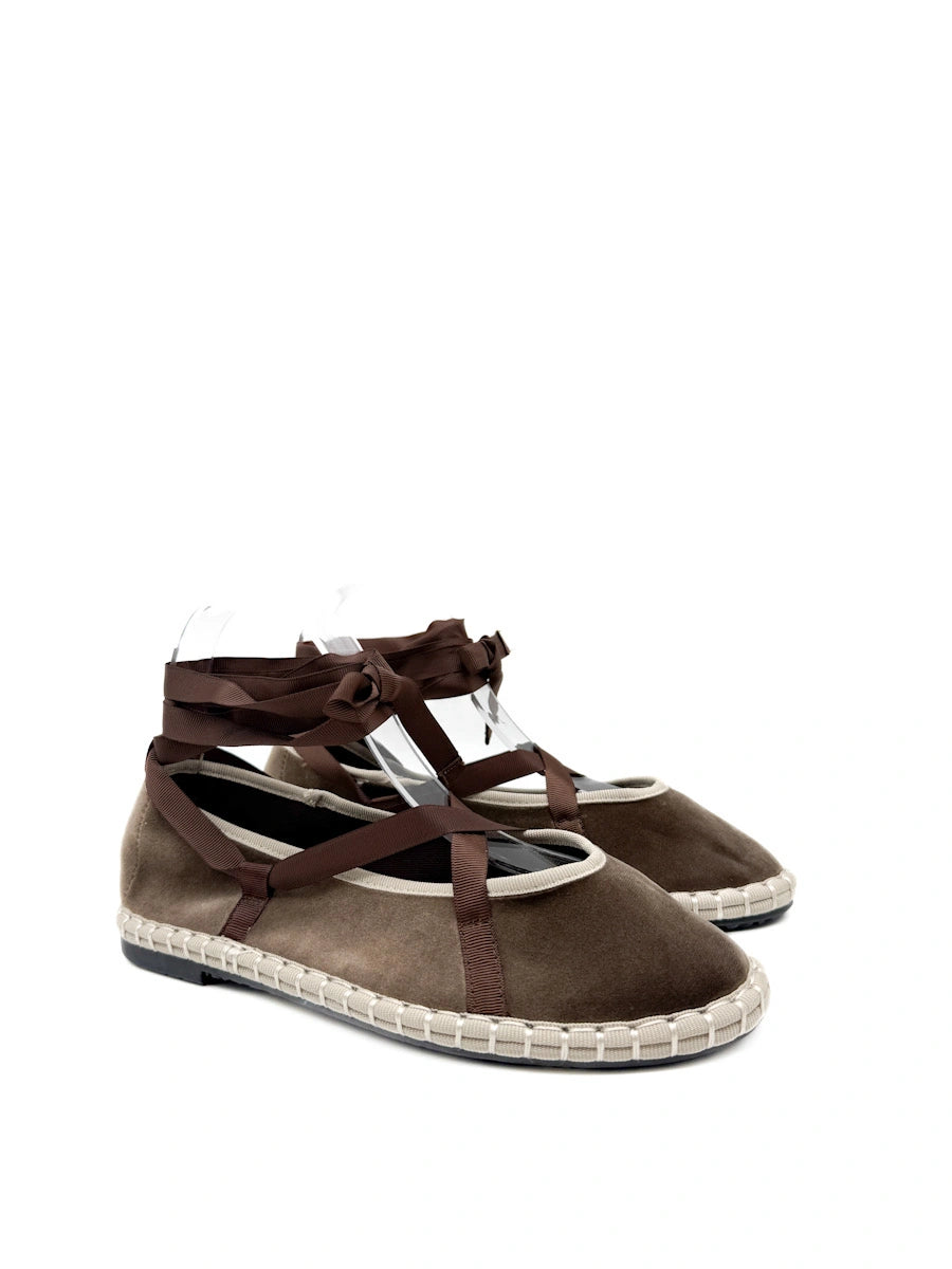 Bailarinas de Terciopelo con Cintas Cruzadas - Elegancia Artesanal