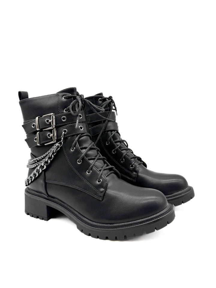 Botas Militares Negras con Cadenas