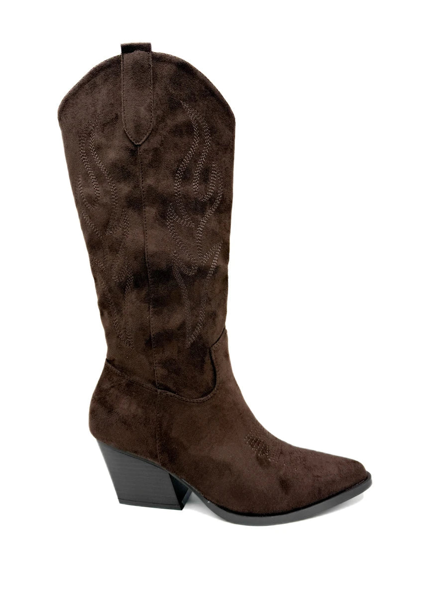 Botas Cowboy Diseño Bordados Tacón Ancho