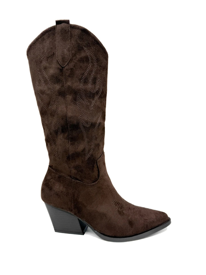 Botas Cowboy Diseño Bordados Tacón Ancho