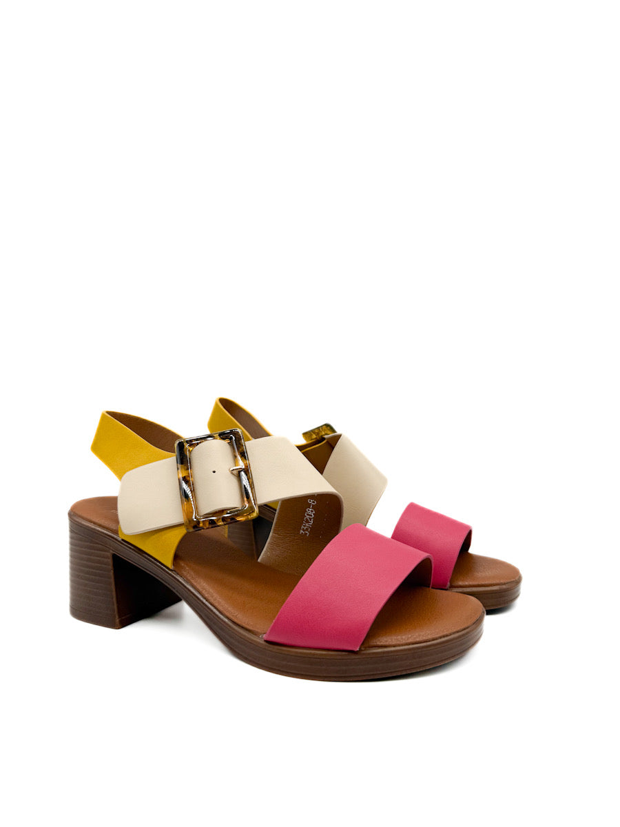 Sandalias Multicolor de Tacón de Bloque para Mujer