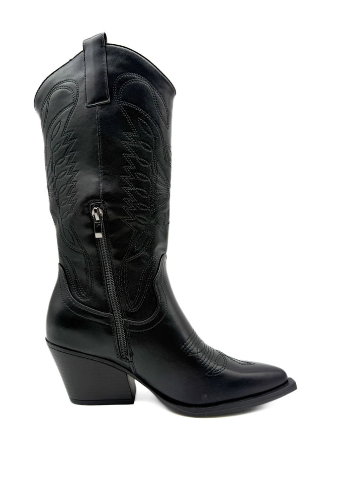 Botas Altas Cowboy de Mujer con Bordados Étnicos y Cremallera