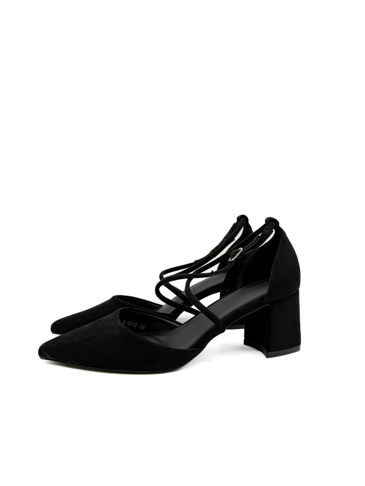 Zapatos de Salón con Tacón Ancho, Punta Afilada y Tiras Cruzadas