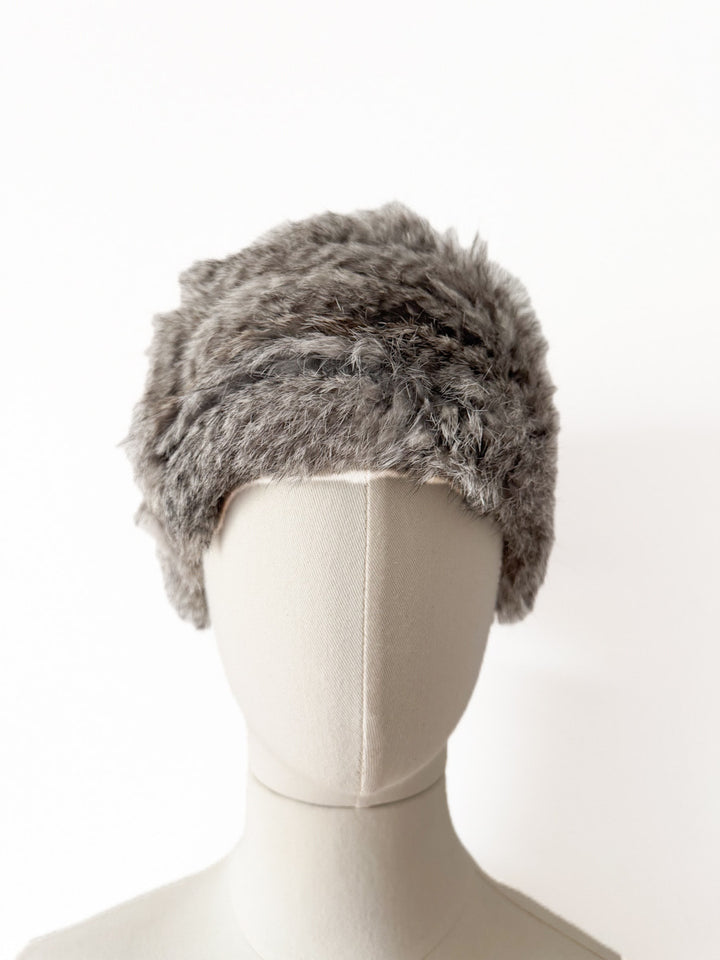 Cuello de piel de conejo Gris única