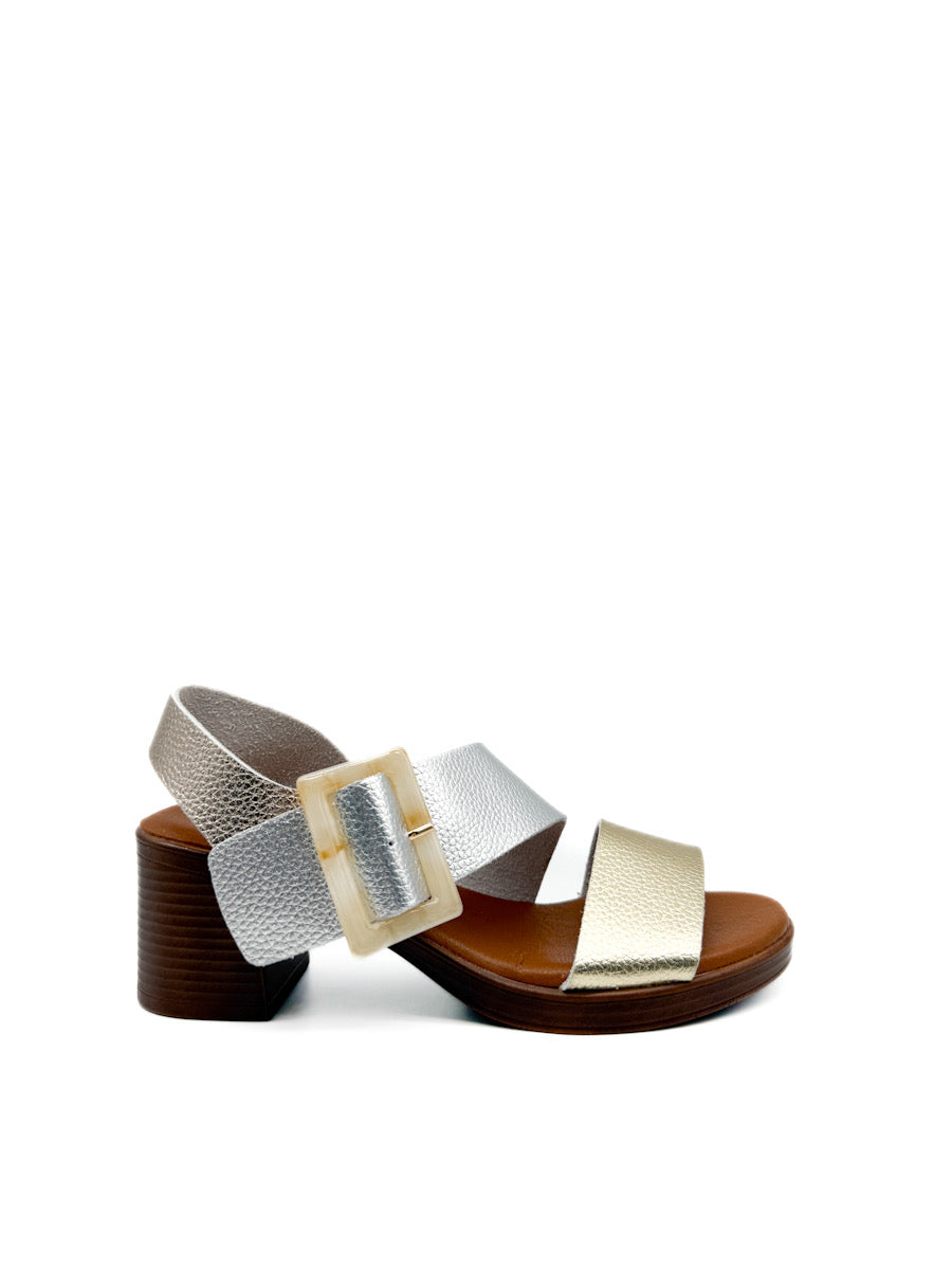 Sandalias Multicolor de Tacón de Bloque para Mujer