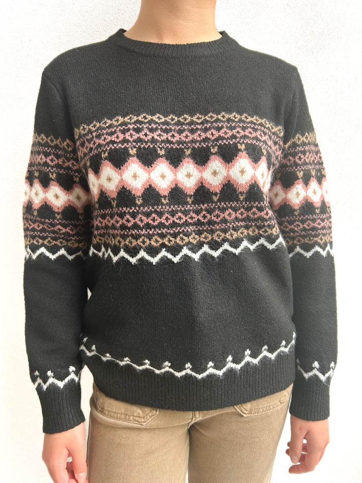 Jersey Jacquard Mujer Negro