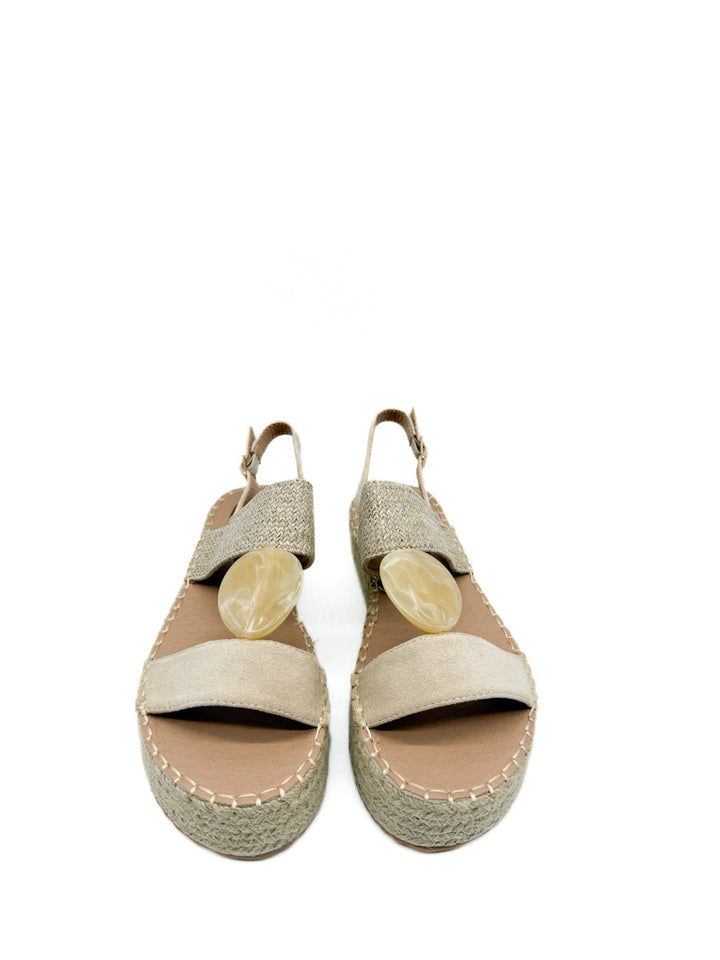 Sandalias Plataforma de Yute con Detalle Decorativo