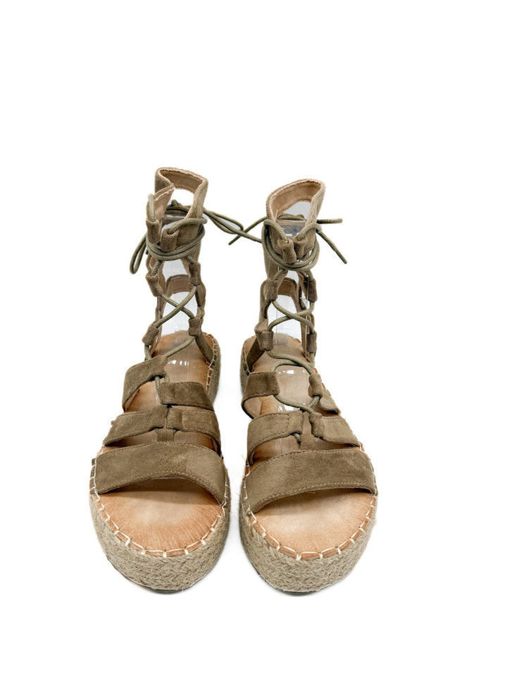 Sandalias Romanas con Plataforma de Yute y Cordones