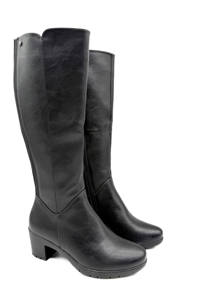 Botas Altas de Caña Recta con Tacón Cuadrado y Cremallera