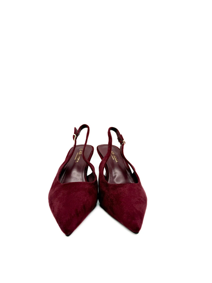 Zapatos Destalonados de Antelina con Tacón Chupete y Punta Afilada