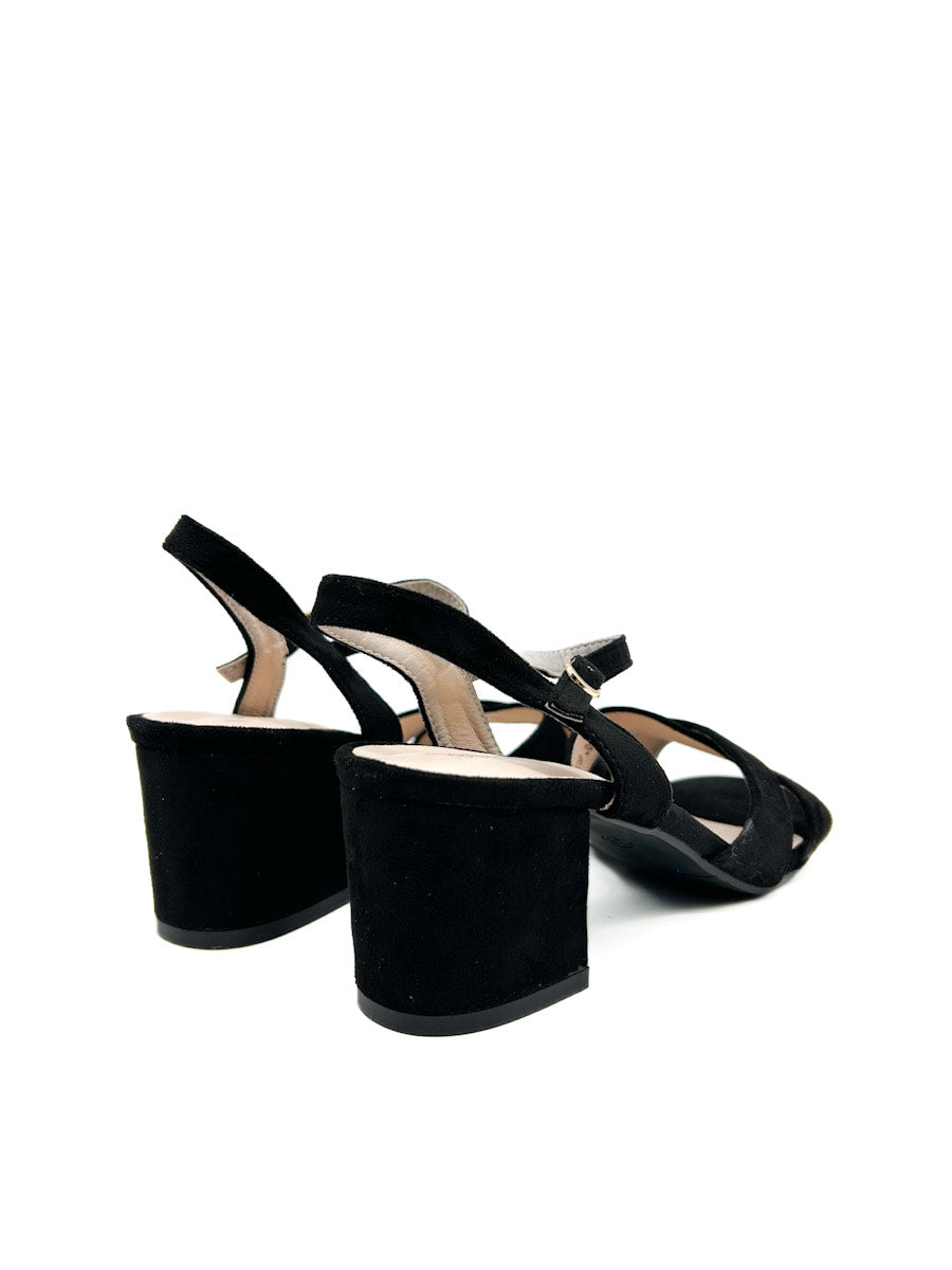 Sandalias de tacón medio con tiras cruzadas para mujer