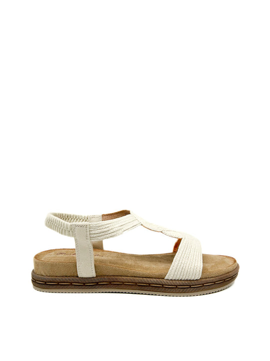 Sandalias planas geométrico mujer Beige