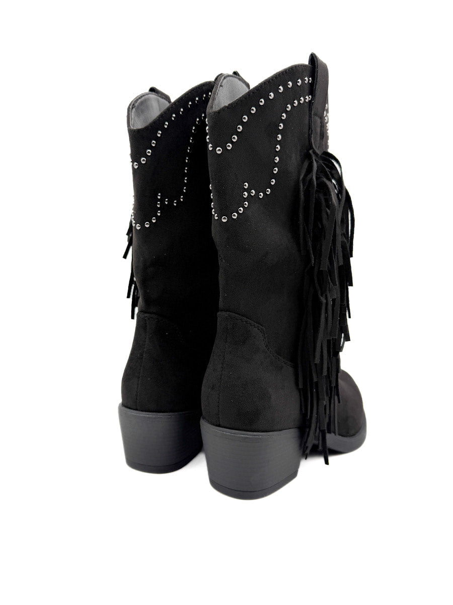 Botas Vaqueras con Flecos y Detalles de Tachuelas