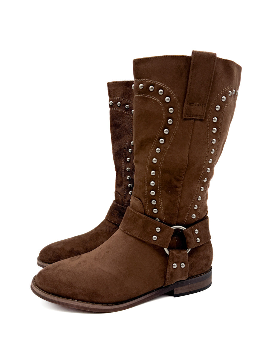 Botas de Antelina con Detalles de Tachas