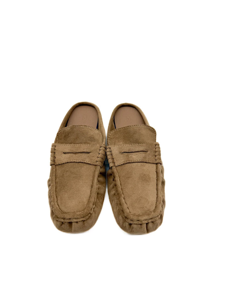 Mules Planos de Antelina Estilo Loafer