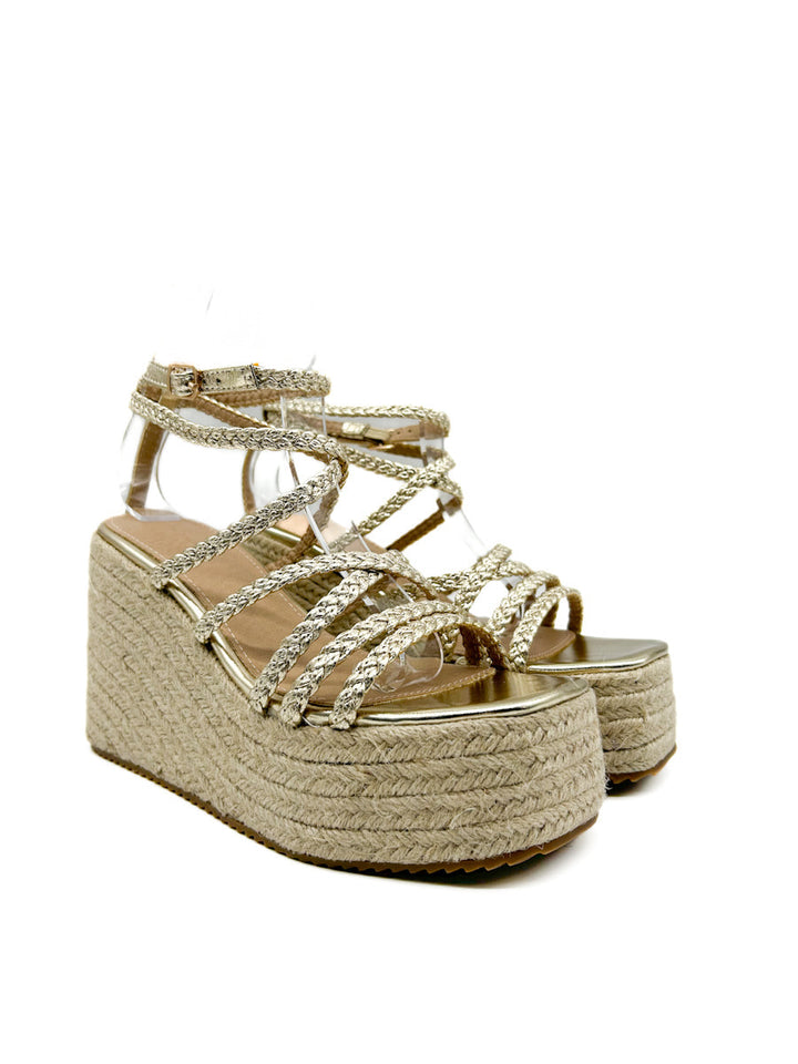 Sandalias de cuña con plataforma  tiras trenzado