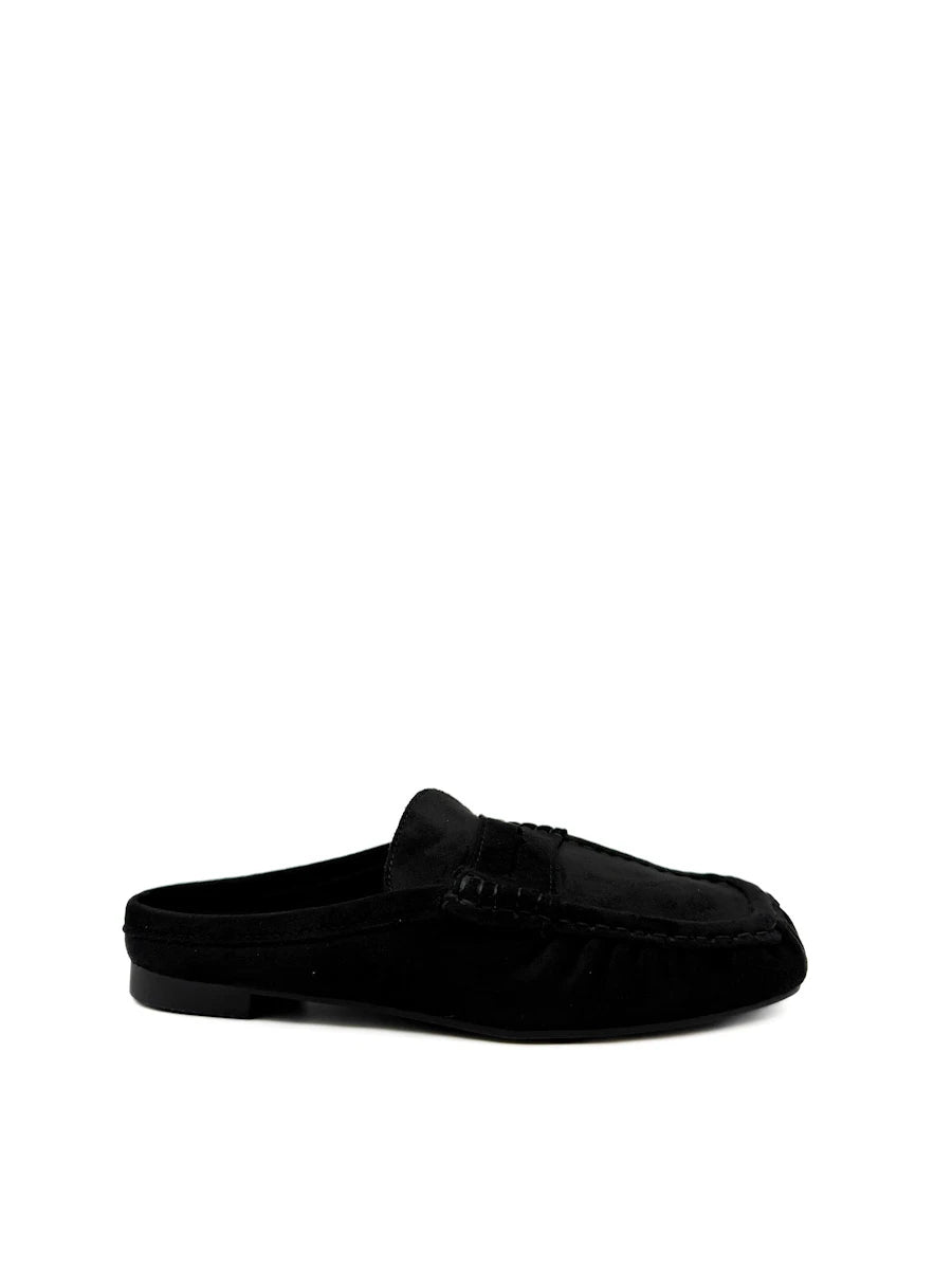 Mules Planos de Antelina Estilo Loafer